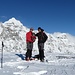 Gabri,Suni e Max in vetta al Cazzola (la croce è sommersa) 2 metri di neve