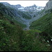 Auf Alpe Scaradra di Sotto, erster Blick zum Gipfel (halblinks).