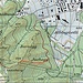 Karte: Den Einstieg zum Jucheggpfad findet man am besten via Albisgüetli - P. 529 - Jucheggstrasse. Kurz nach dem Albisgüetlibach (ohne Name auf der Karte) geht's in die Höhe.
