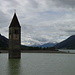 Der berühmte Kirchturm von Alt-Graun im Reschensee