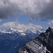 Walliser Alpen, von links (u.a): .Brunegg-, Weiß- , Zinalrot-, Obergabel- und Matterhorn. Rechts vorne das Daubenhorn.
