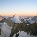 Matterhorn, Obergabelhorn und Dent Blanche im ersten Tageslicht