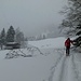 Im dichten Schneetreiben geht es los