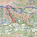 Routenverlauf (blau: Haupttour, rot: Verdauungstour)<br /><br />Quelle: Swiss Map online