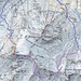 Kartenausschnitt mit Route (rund um den Piz Traunter Ovas): <br />blau: T3<br />violett: T4<br />rot: T5<br />orange: T6