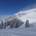 Der Nebel reisst kurz auf, Blick auf den Gulmen