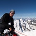 Martin auf dem höchsten Punkt der Schweiz, der Dufourspitze. Mit dem Liskamm im Hintergrund!