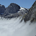 Blick zum Adelaide Saddle, dahinter Sentinel und einer der Twins