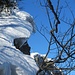 an beachtlichen Schnee-, Wechtengebilden vorbei ist das Gipfelkreuz vom Röti erkennbar