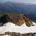 Vista verso l'alta Val Piumogna e la Val Leventina e il punto d'unione fra il Ghiacciaio Piccolo e quello Grande di Croslina