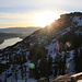 Donner Lake and - Peak and the rising sun, seen from P. 7696