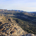 View from Donner Peak back to Donner Pass and Castle Peak with Donner Lake on the right hand side. The big double scar is I 80