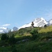 Piz Bernina mit Biancograt von Chünetta Sur aus