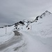 <b>La strada di servizio della Tiroler Wasserkraft AG.<br />La giornata è nuvolosa, con una fastidiosa luce diffusa: le condizioni non sono dunque ideali per un’escursione con le pelli di foca. </b>