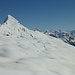 Im Aufstieg zum Passo Sovèltra: links prominent der Pizzo Forno, rechts davon am Horizont von links Rheinwaldhorn, Logia, Vogelberg, Puntone dei Fracion und Cima Rossa