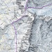 Kartenausschnitt mit Route: <br />blau: T3<br />violett: T4<br />rot: T5