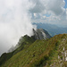 Wolken über dem Rheintal, blauer Himmel über dem Alpstein