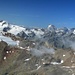 welch Aussicht( von rechts nach links): Ortler, Monte Zebru, Königsspitze und Monte Cevedale; dahinter die Bernina