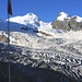 Wieder auf der Monte Rosa Hütte (2795m) mit Blick zum Castor (4223m) und Pollux (4092m).