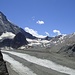 Blick vom Ziegenpass auf den Cheilon-Gletscher - rechts ist auf einem Felskopf die Cabane des Dix zu sehen