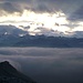 Abend am Rifugio Tuckett: Blick nach Westen zum Adamello-Gebirge