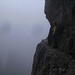 Typische Szenerie in der Brenta: schmale, ausgesetzte Felsbänder, und wenn der Nebel weicht, mit ordentlich Tiefblick
