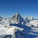 das Matterhorn. flankiert von der Dent d´ Hèrens und dem Dent Blanche.