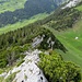 Tiefblick zur Alp Obere Mans und unten die Sämtiser Alpen