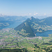 Panorama vom Haggenspitz mit Schwyz, Brunnen, Vierwaldstättersee, Lauerzersee und Rigi-Massiv