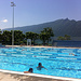 La piscine d'Aix les Bains. Air = 31°, eau = 27°.