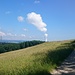 Vom Redlisacher hat man einen schönen Blick in den Schwarzwald und die unübersehbare Dampfwolke des KKW Leibstadt.