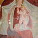 La Madonna con Bambino della cappella del Genestroso. La scritta fa riferimento al committente dell'opera: Francesco di Jordano di Ollanza F.F. 1624.