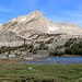 The view to North Peak from Greenstone Lake. <br />The red dots indicate my route to the top