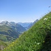 Blick von der steilen Flanke ins Chlöntal.