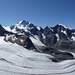 Ausblick vom Piz Trovat zum Piz Bernina: die riesige "weisse Arena" des Pers-Gletschers ist überwältigend!