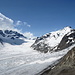 Blick von der Konkordiahütte zum Jungfraujoch