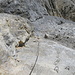 Tiefblick aus der Senda Diagonala - es geht stets auf dem breiten Band der Felswand entlang, mit durchgehendem Stahlseil gesichert