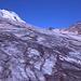 Im Abstieg von der Bethlemi-Hütte - Rückblick über den Gergeti-Gletscher. 