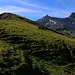 Auf dem Ärtelegrat bei der Hütte Chüematti (2176m). Im Hintergrund sind das Tierhöri (2894m) und das Steghorn (3146m).