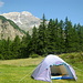 Mein Zelt auf dem Camping Randa-Attermenzen.