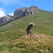 Blick von der Alp Nursin zum Beverin Pintg. Schöner Aufstieg, meinte auch die punkige Kuh.
