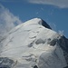 der Piz Morteratsch im Zoom, der erstmals Risse zeigt auf seiner "Gletscher-Mütze". Folgen des heissen Sommers ...