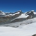 Blick über den Findelgletscher zu Viertausendern über Saas-Fee ...