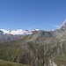 Panorama Triftchumme: Grenzkamm vom Monte Rosa zum Matterhorn, rechts Obergabelhorn