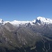 Panorama Mettelhorn Ost: Mischabel- und Allalingruppe sowie Monte Rosa, Liskamm und Breithorn