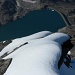 Blick über den verschneiten Grat hinunter zum Bortelseewji
