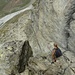 steiler Abstieg bei der Umgehung der Felsgruppe nördlich des Fallaschkopfs, von der eigentlichen Schlüsselstelle gibt es wie üblich kein Bild, weil man da anderes zu tun hat, als zu fotografieren