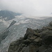 Riedgletscher. Blick gen Windjoch (3850m) in den Wolken.