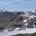 links die Pointe du Charbonnel (3752m), im Hintergrund links davon der Mont Blanc (4810m). Ganz rechts l´Albaron (3637m)