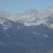 North Guard 4060 m mitte, Mount Brewer 4114 m rechts (Zoom)